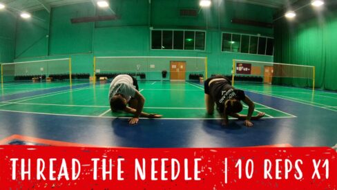 thread the needle for badminton warm-up