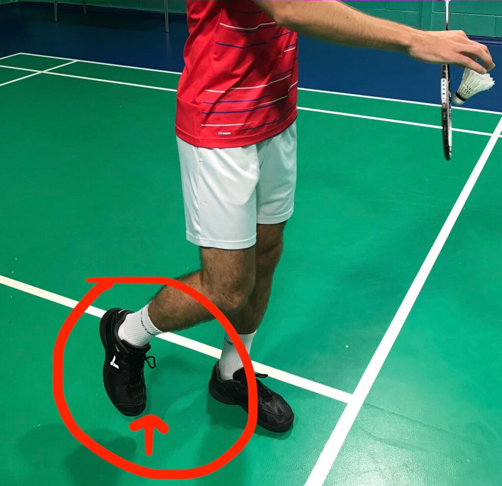 both feet on the floor whilst serving